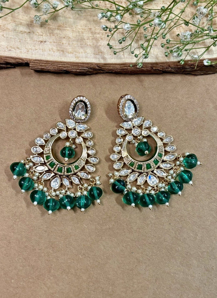 Naymee Green Kundan And Polki ChandbaaliFabilicious Fashion