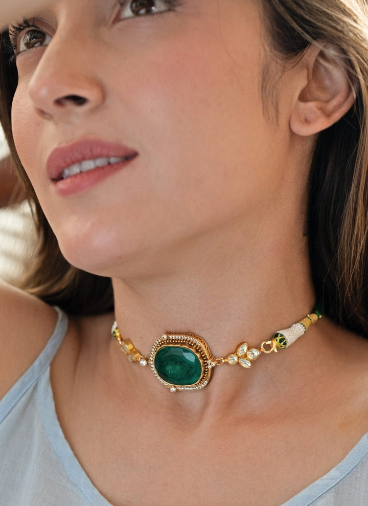Do Taara Green Kundan Choker NecklaceFabilicious Fashion