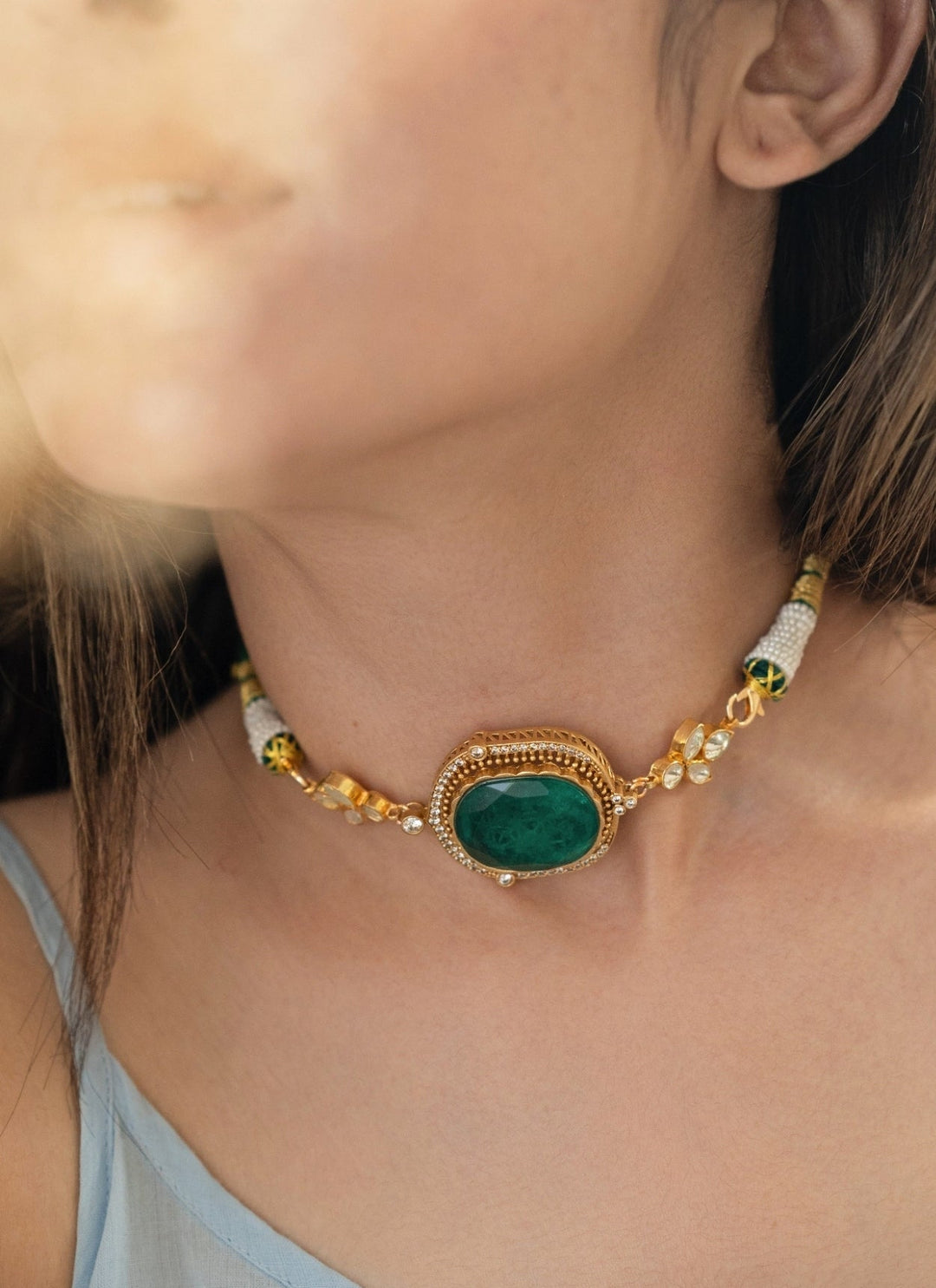 Do Taara Green Kundan Choker NecklaceFabilicious Fashion