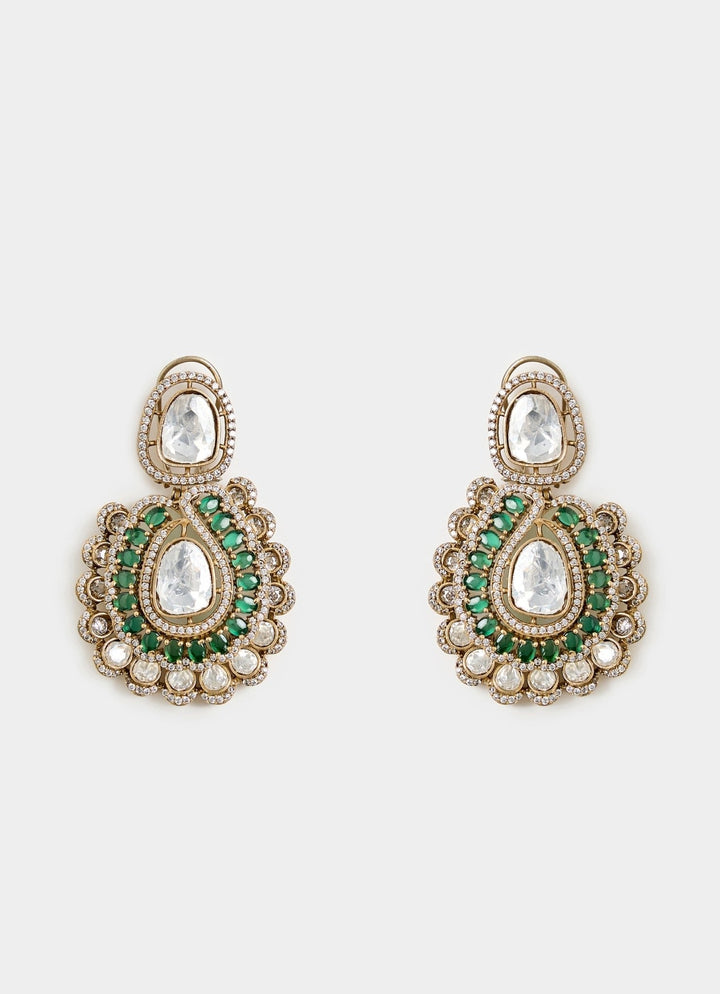 Green Kundan Choker Set With Earrings Vivinia By Vidhi Mehra - Fabilicious Fashion