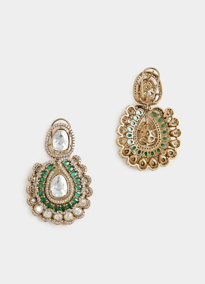 Green Kundan Choker Set With Earrings Vivinia By Vidhi Mehra - Fabilicious Fashion