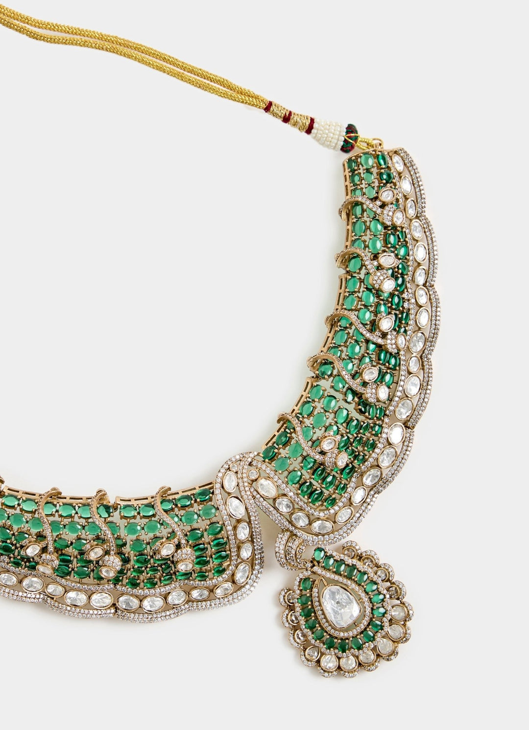 Green Kundan Choker Set With Earrings Vivinia By Vidhi Mehra - Fabilicious Fashion