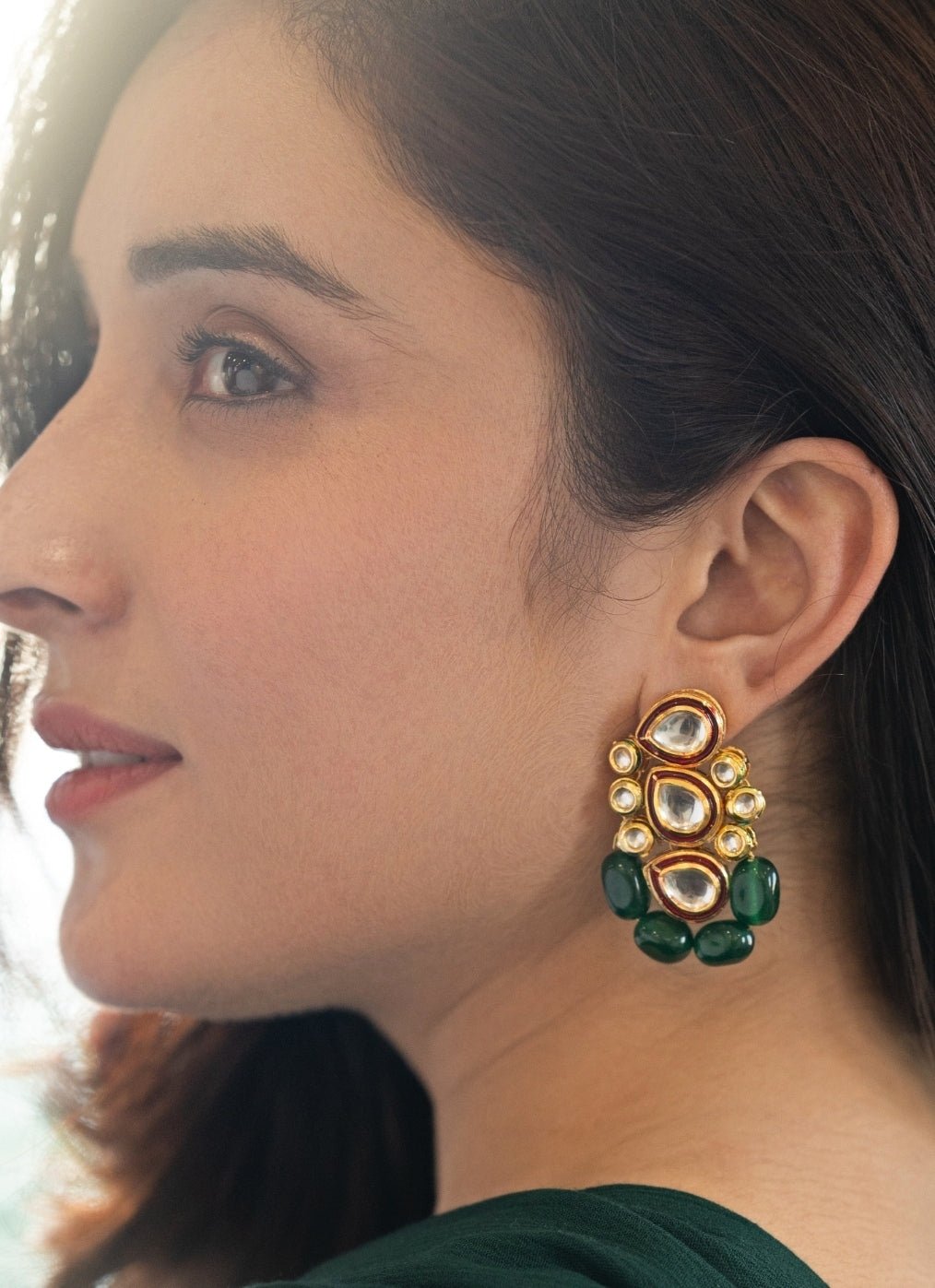 Do Taara Green Kundan EarringsFabilicious Fashion