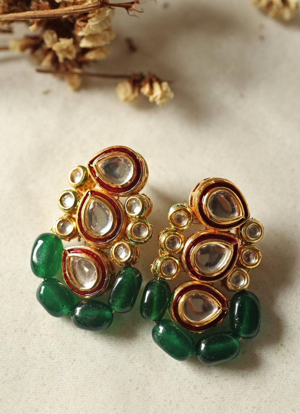 Do Taara Green Kundan EarringsFabilicious Fashion