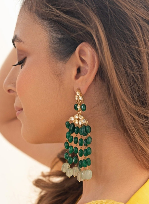 Green Kundan Earrings