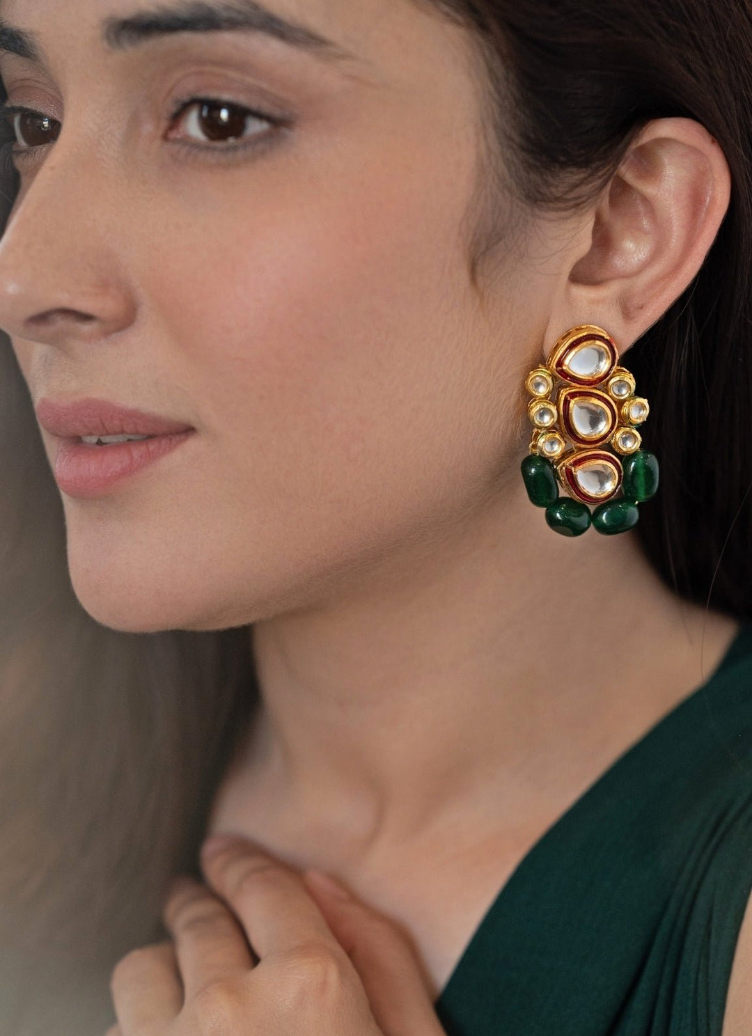 Do Taara Green Kundan EarringsFabilicious Fashion