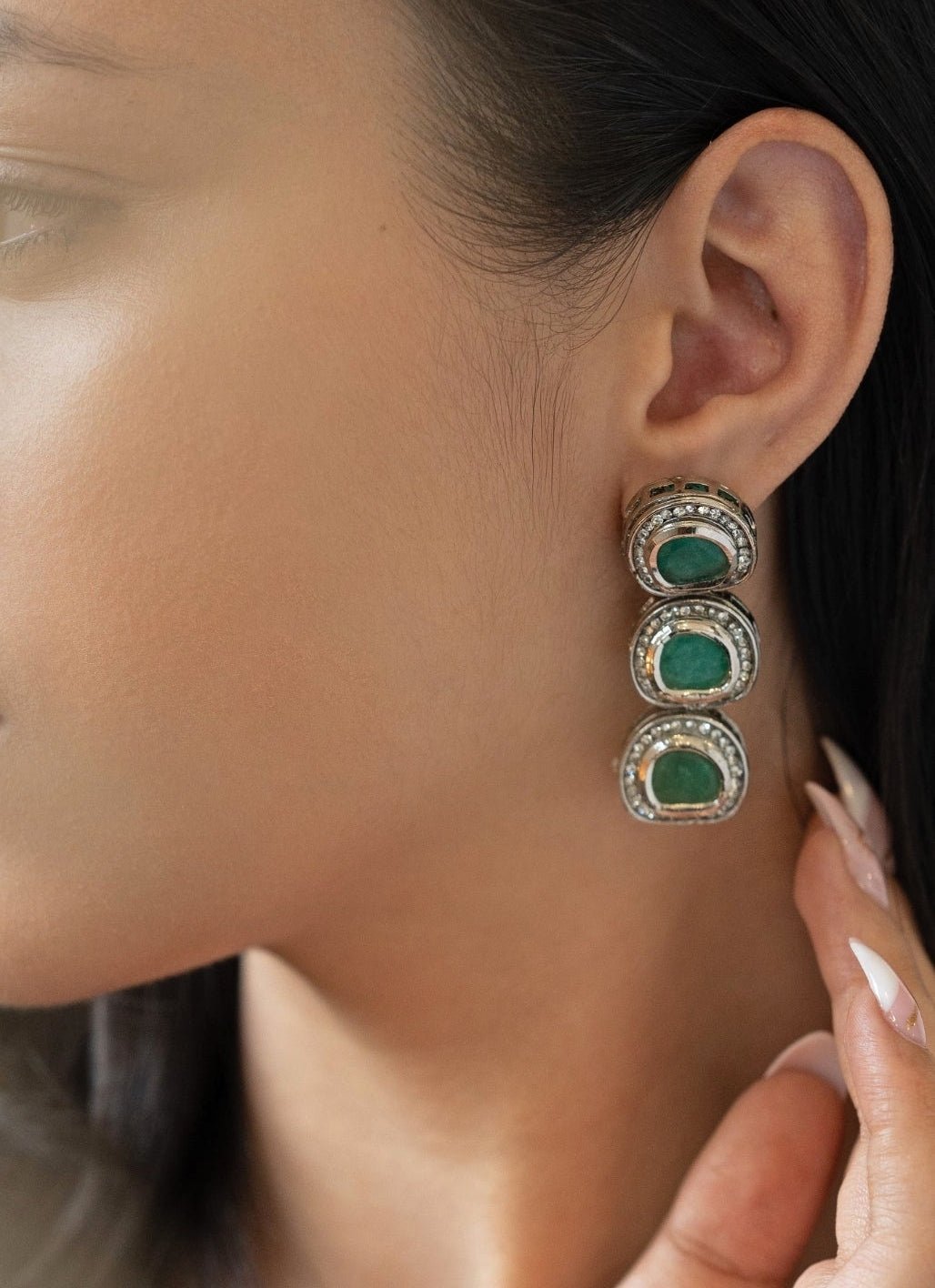 Do Taara Green Kundan EarringsFabilicious Fashion