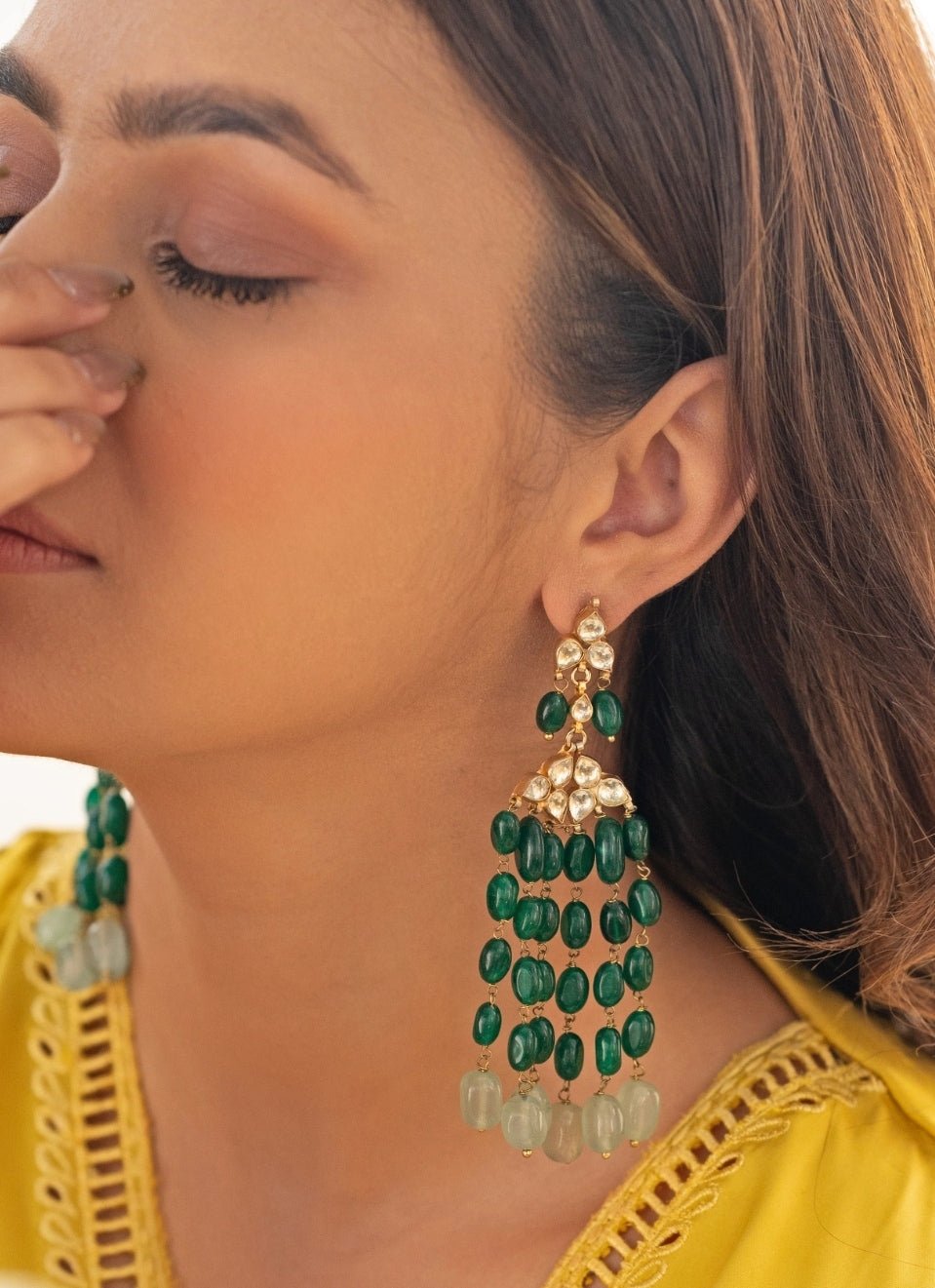 Do Taara Green Kundan EarringsFabilicious Fashion