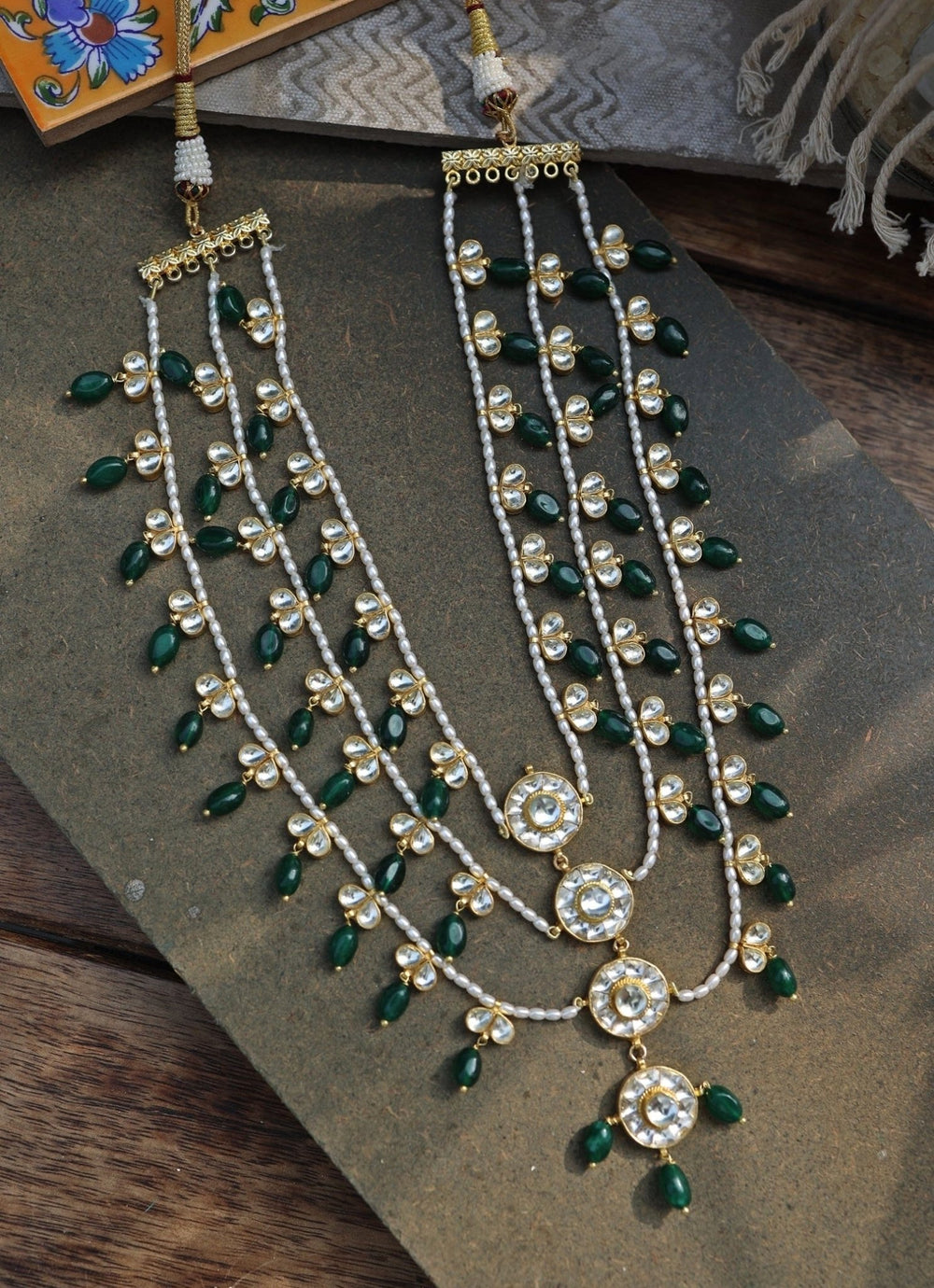 Do Taara Green Kundan Layered NecklaceFabilicious Fashion