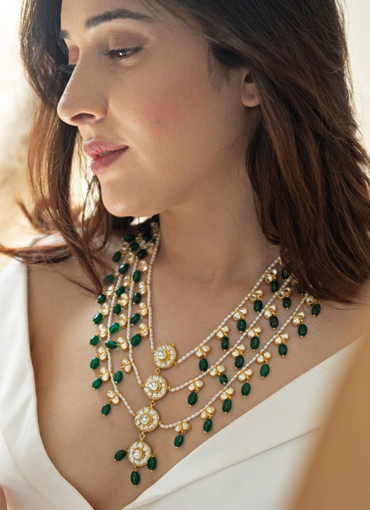 Do Taara Green Kundan Layered NecklaceFabilicious Fashion