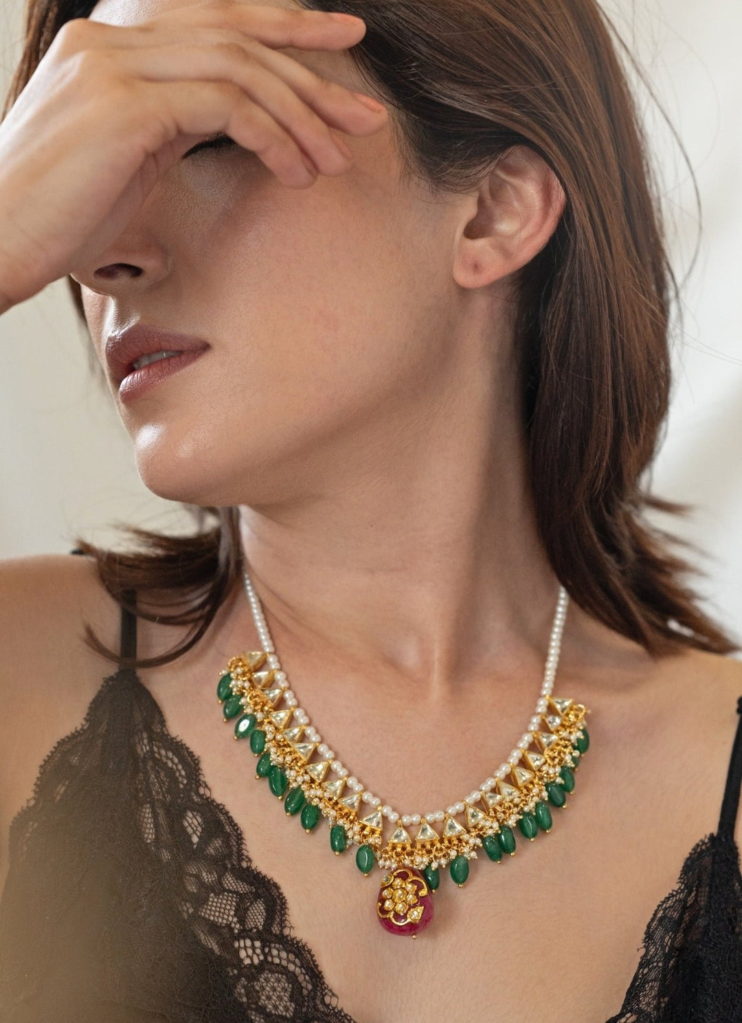 Do Taara Green Kundan NecklaceFabilicious Fashion