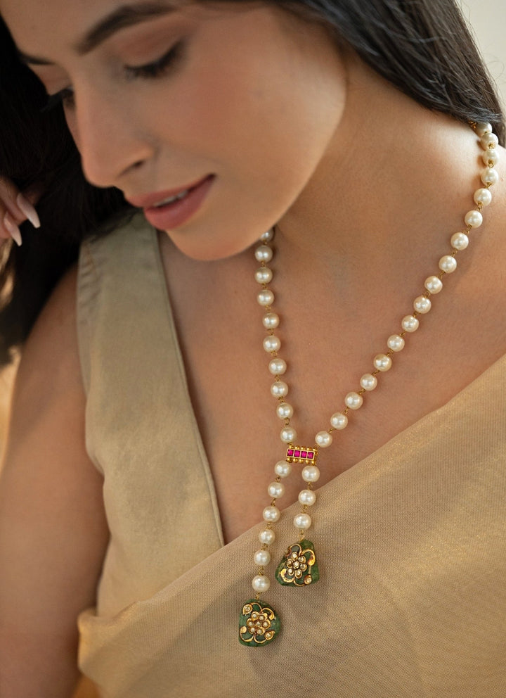 Do Taara Green Kundan &amp; Pearl NecklaceFabilicious Fashion
