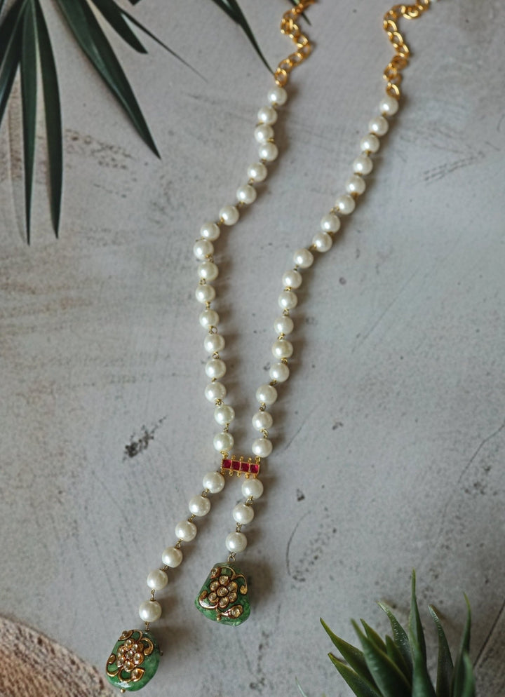 Do Taara Green Kundan &amp; Pearl NecklaceFabilicious Fashion