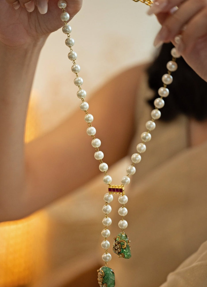 Do Taara Green Kundan &amp; Pearl NecklaceFabilicious Fashion
