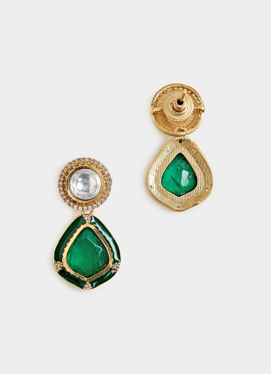 Green Kundan Pendant Necklace With Earrings Vivinia By Vidhi Mehra - Fabilicious Fashion