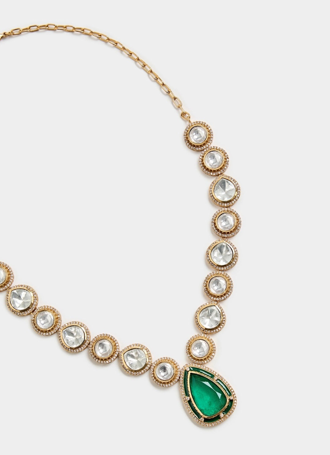 Green Kundan Pendant Necklace With Earrings Vivinia By Vidhi Mehra - Fabilicious Fashion