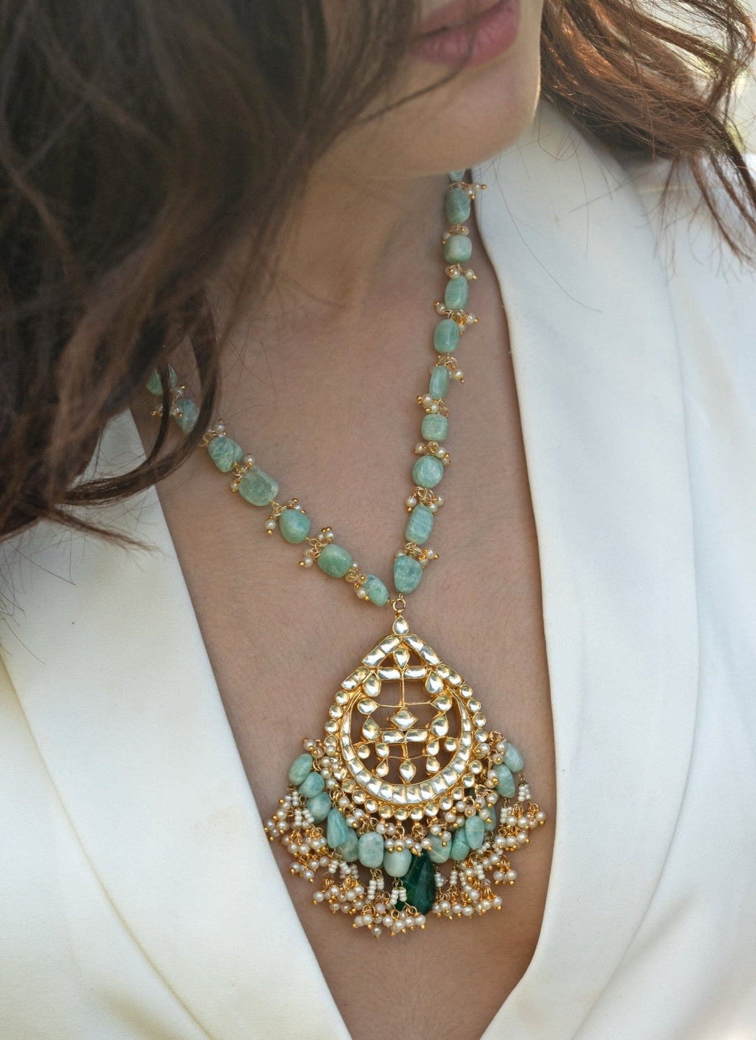 Do Taara Green Kundan Pendant NecklaceFabilicious Fashion