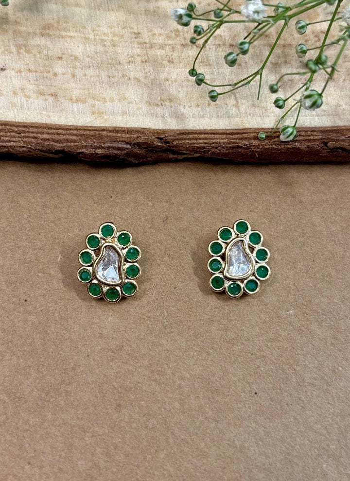 Naymee Green Kundan Stud EarringsFabilicious Fashion