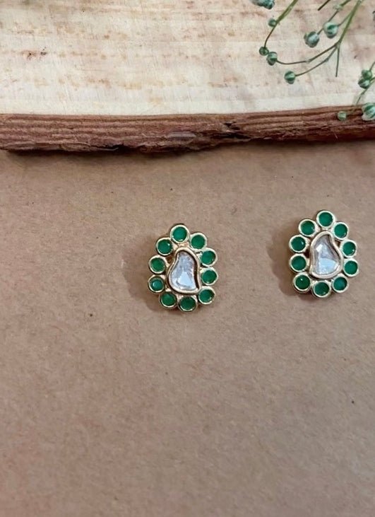 Naymee Green Kundan Stud EarringsFabilicious Fashion