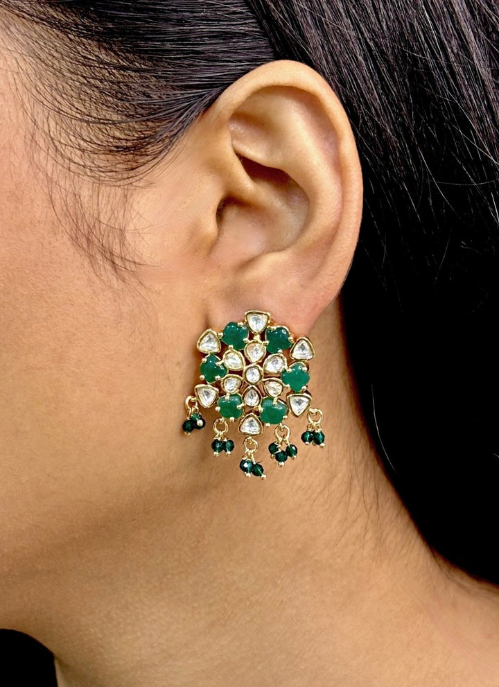 Naymee Green Kundan StudsFabilicious Fashion