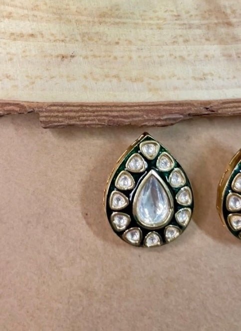 Naymee Green Kundan Teardrop StudFabilicious Fashion
