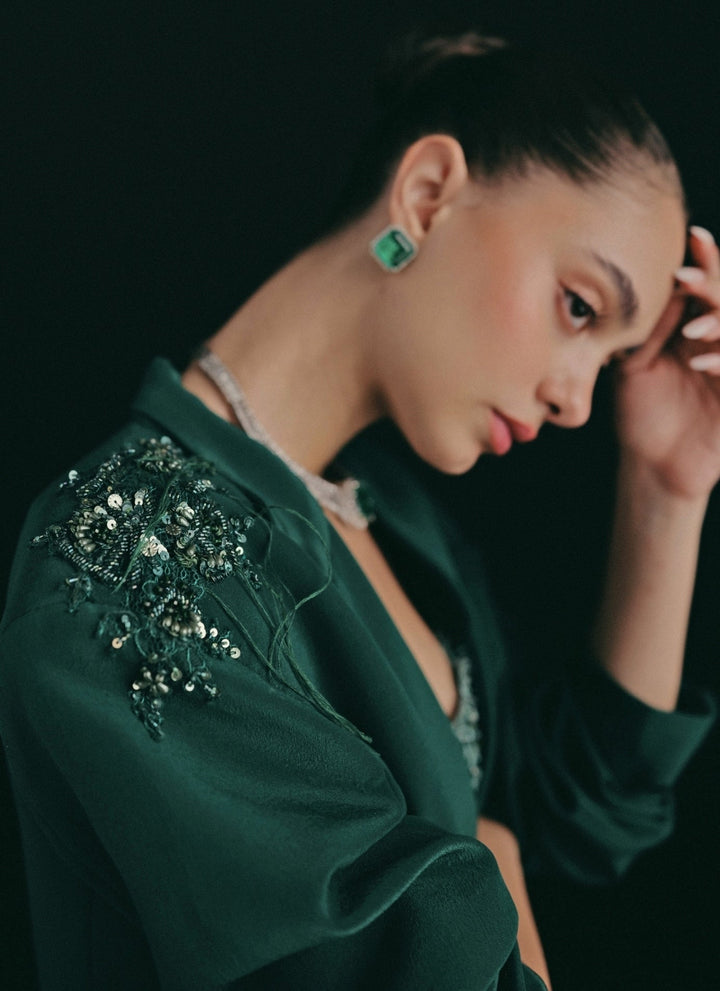 The Little Black Bow Green Lace Corset Pants Set With JacketFabilicious Fashion
