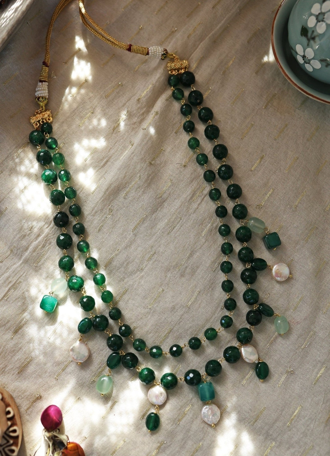 Do Taara Green Layered NecklaceFabilicious Fashion
