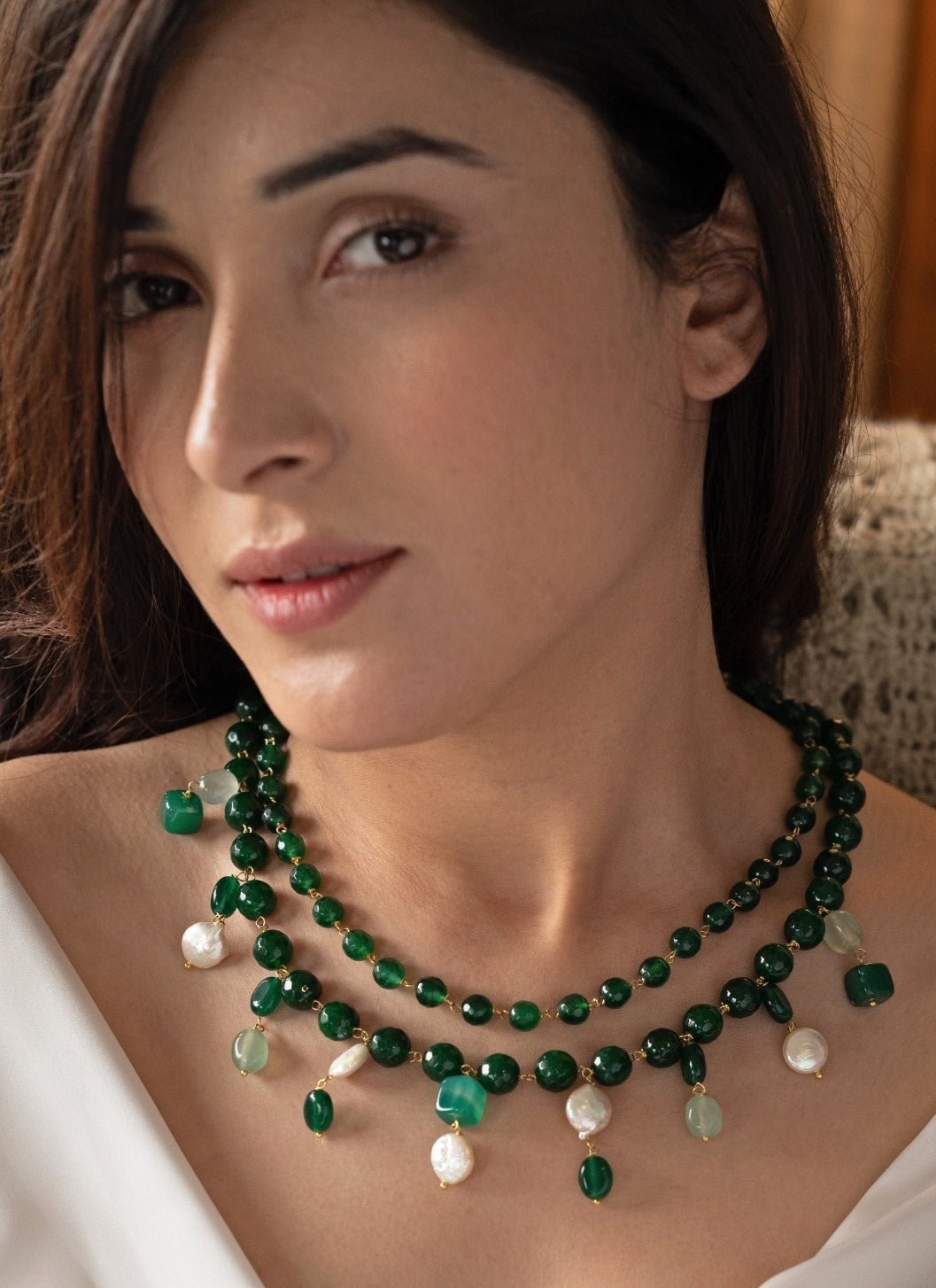 Do Taara Green Layered NecklaceFabilicious Fashion