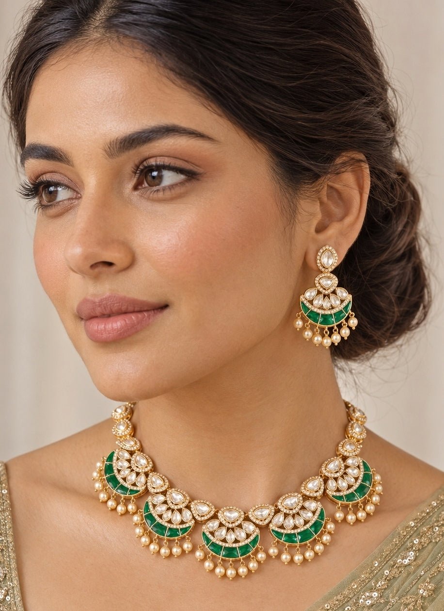 Zevar by Geeta Green Meenakari Kundan Necklace SetFabilicious Fashion
