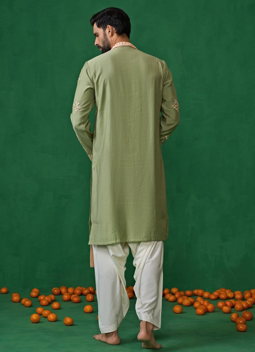 Green Mirror Embroidered Silk Kurta Set Kalpraag - Fabilicious Fashion