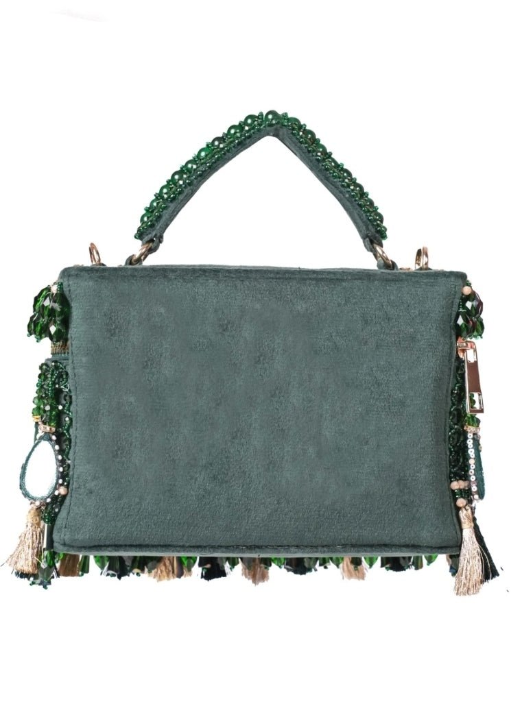 Green Mirrorwork Embellished Vanity Bag House of Kosha - Fabilicious Fashion
