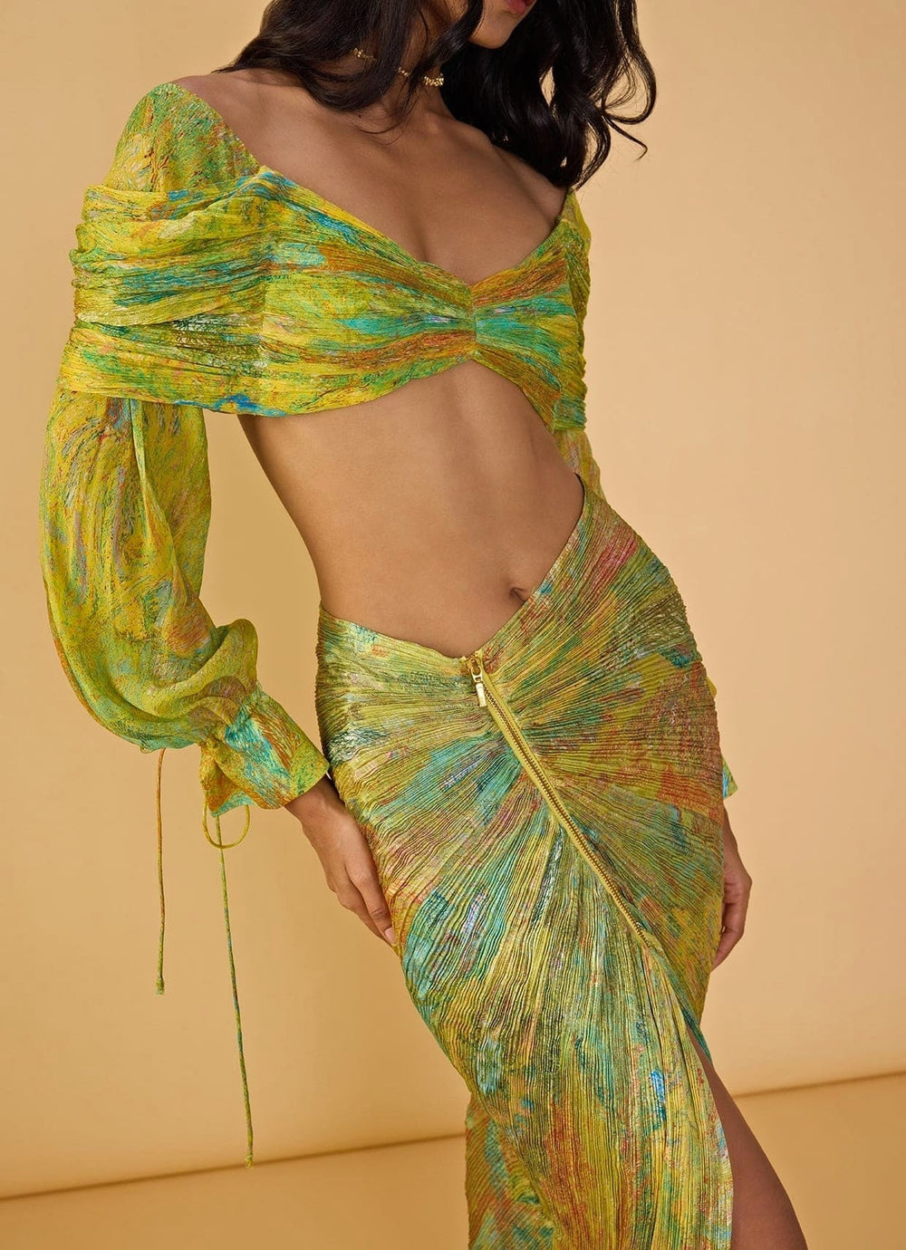 Green Multi Floral Print Skirt Set Saaksha & Kinni - Fabilicious Fashion