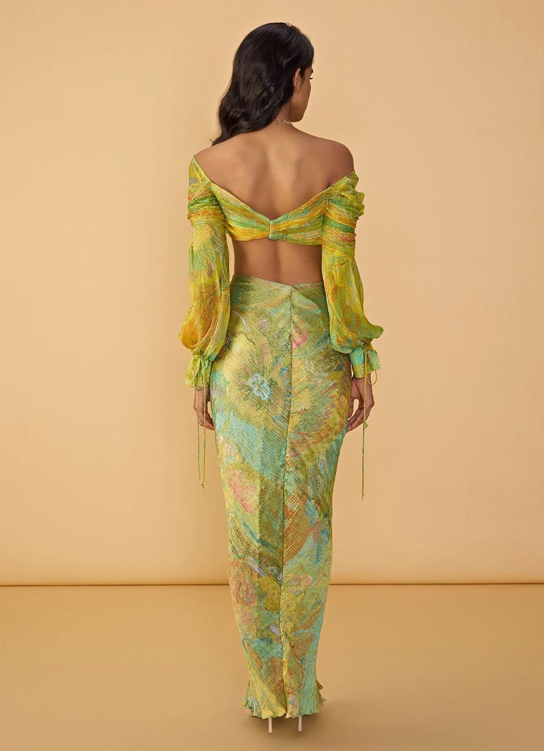 Green Multi Floral Print Skirt Set Saaksha & Kinni - Fabilicious Fashion