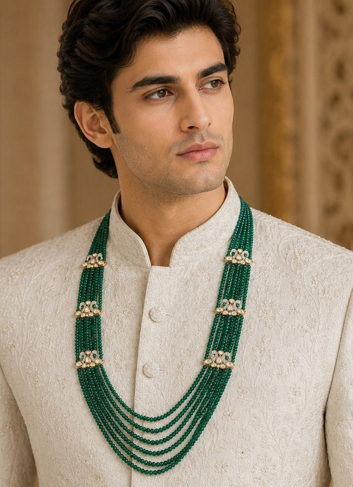 Vivinia By Vidhi Mehra Green Multi Layer Beaded Kundan Groom MalaFabilicious Fashion