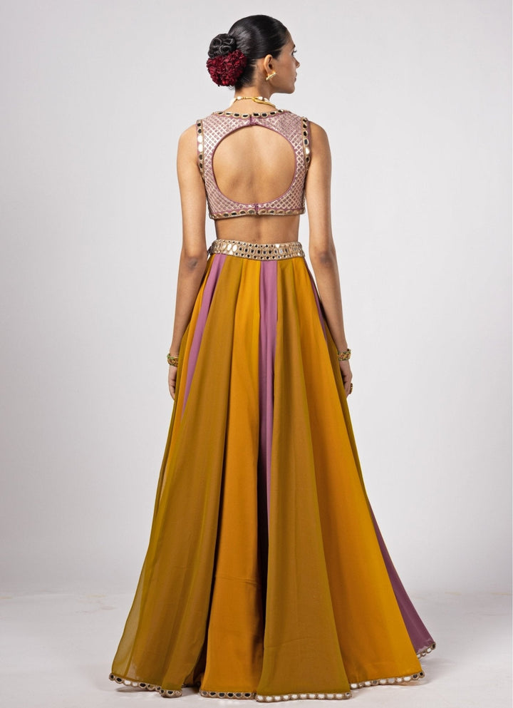 Green Multicolour Embroidered Lehenga Pants Set Vvani by Vani Vats - Fabilicious Fashion