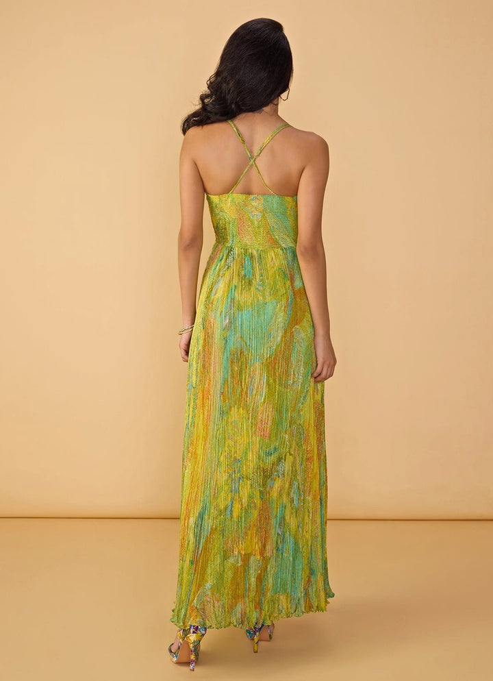 Green Multicolour Printed Maxi Dress Saaksha &amp; Kinni - Fabilicious Fashion