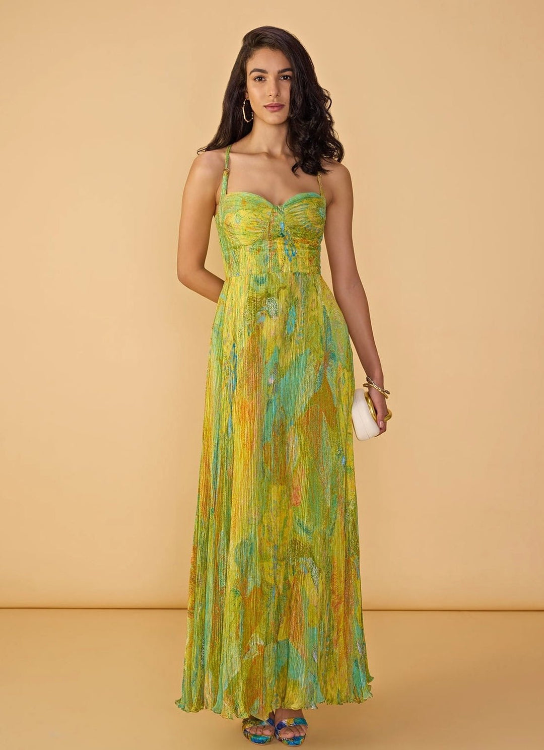 Green Multicolour Printed Maxi Dress Saaksha &amp; Kinni - Fabilicious Fashion
