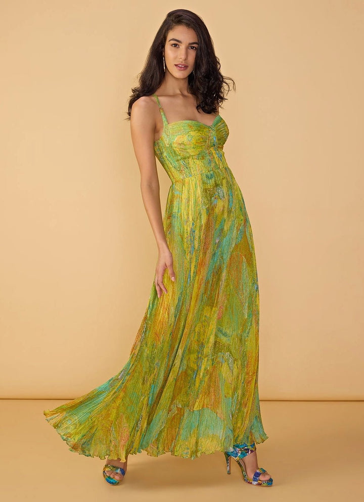 Green Multicolour Printed Maxi Dress Saaksha &amp; Kinni - Fabilicious Fashion