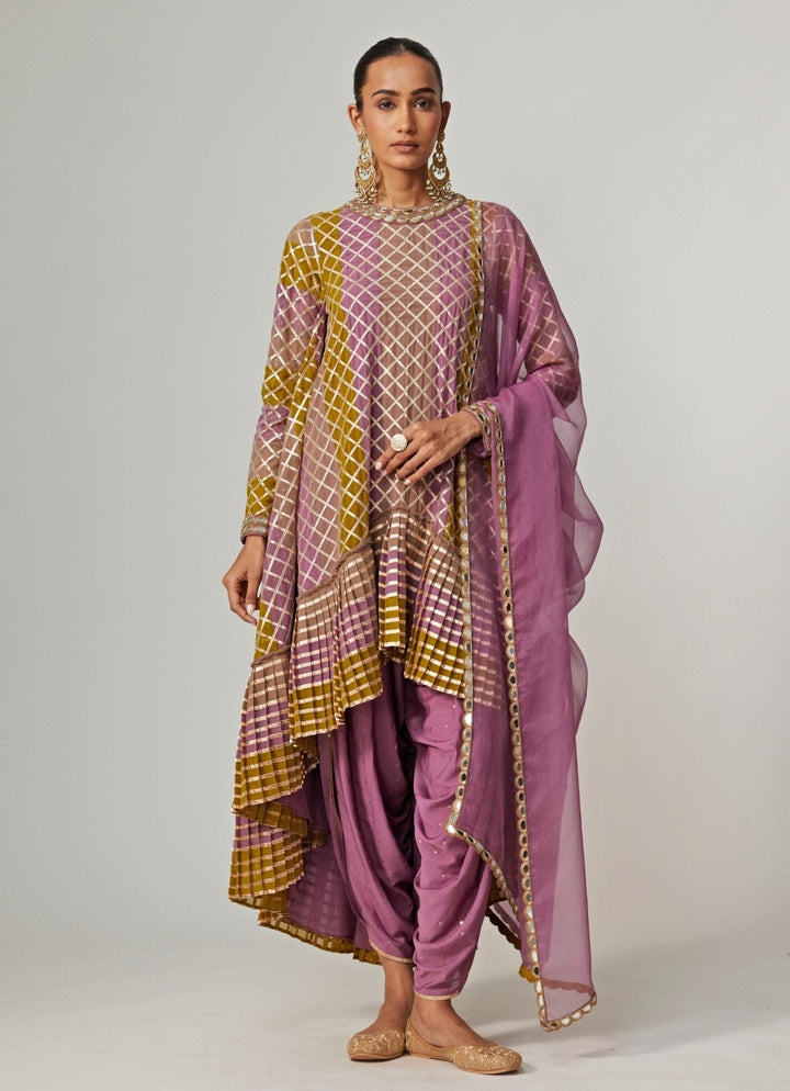 Green Multicolour Sequins Georgette Dhoti Kurta Set With Dupatta Vvani by Vani Vats - Fabilicious Fashion