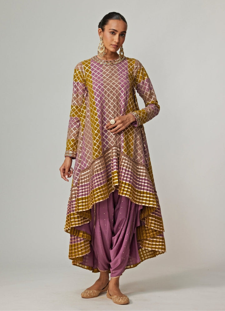 Green Multicolour Sequins Georgette Dhoti Kurta Set Vvani by Vani Vats - Fabilicious Fashion