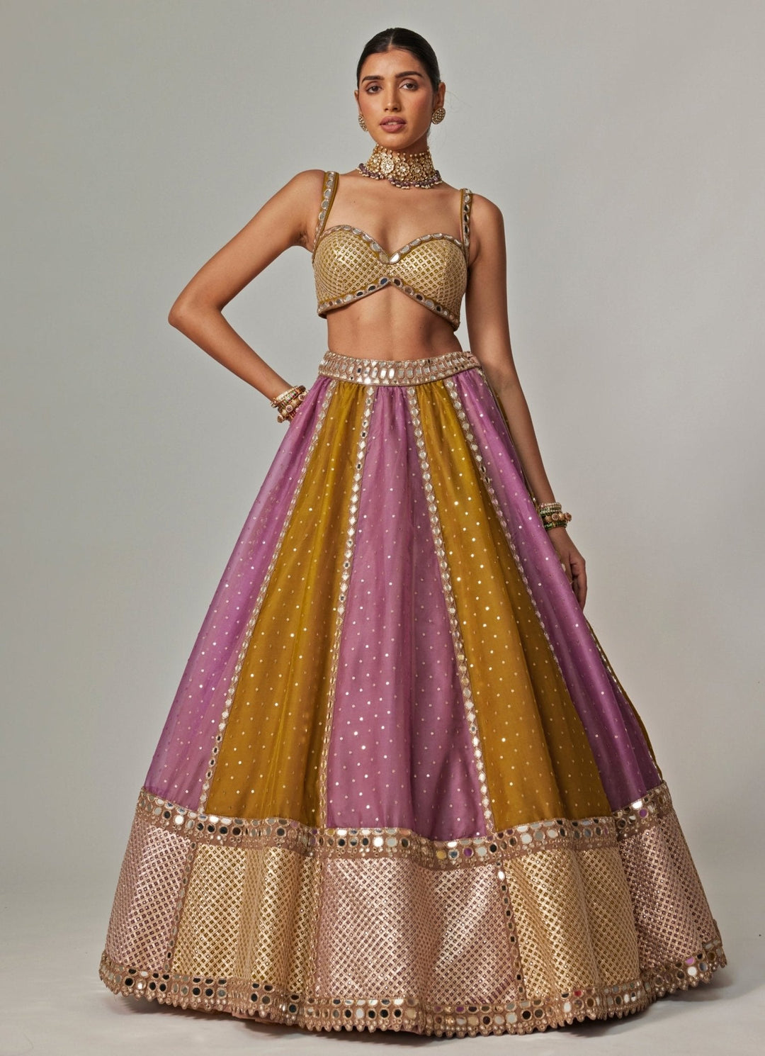 Green Multicolour Sequins Lehenga Set With Green Dupatta Vvani by Vani Vats - Fabilicious Fashion