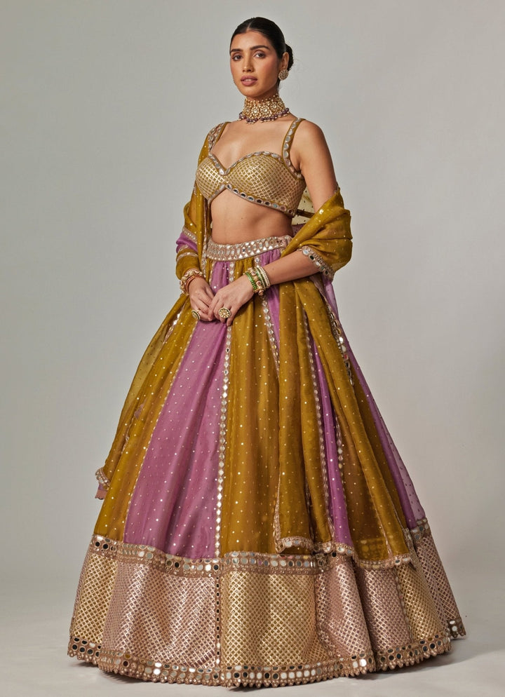 Green Multicolour Sequins Lehenga Set With Green Dupatta Vvani by Vani Vats - Fabilicious Fashion