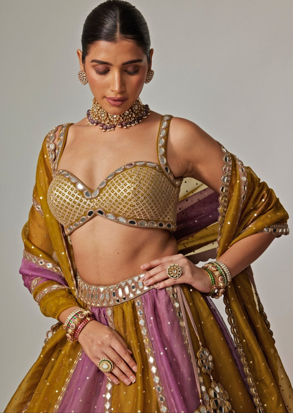 Green Multicolour Sequins Lehenga Set With Green Dupatta Vvani by Vani Vats - Fabilicious Fashion