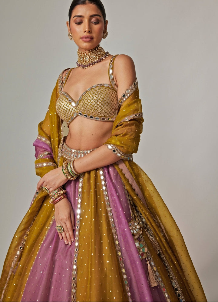 Green Multicolour Sequins Lehenga Set With Green Dupatta Vvani by Vani Vats - Fabilicious Fashion