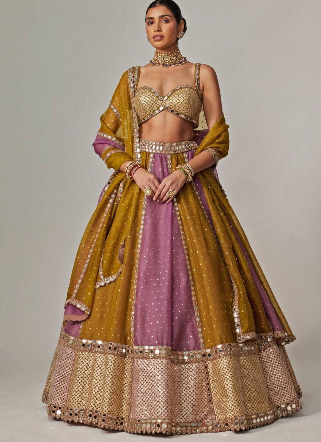 Green Multicolour Sequins Lehenga Set With Green Dupatta Vvani by Vani Vats - Fabilicious Fashion