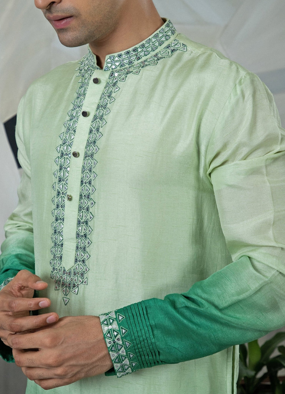 Green Ombre Silk Kurta Pant Set Smriti - Fabilicious Fashion