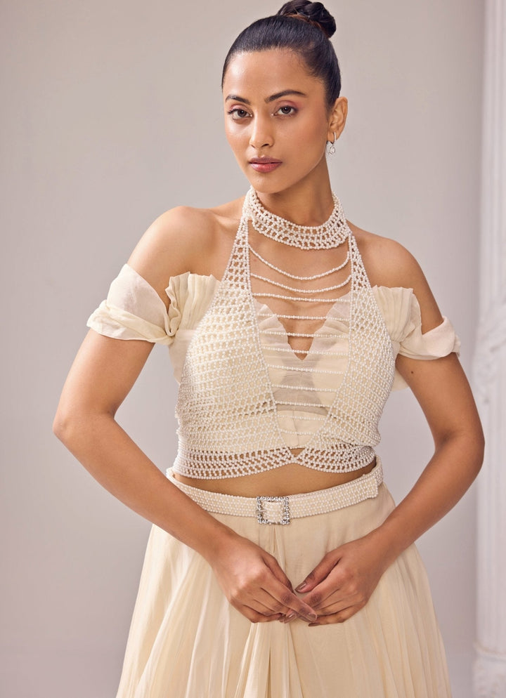 Green Ombre Skirt With A Pearl Jacket Jade by Ashima - Fabilicious Fashion