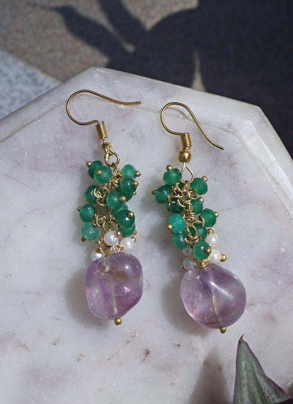 Do Taara Green Onyx And Purple EarringsFabilicious Fashion
