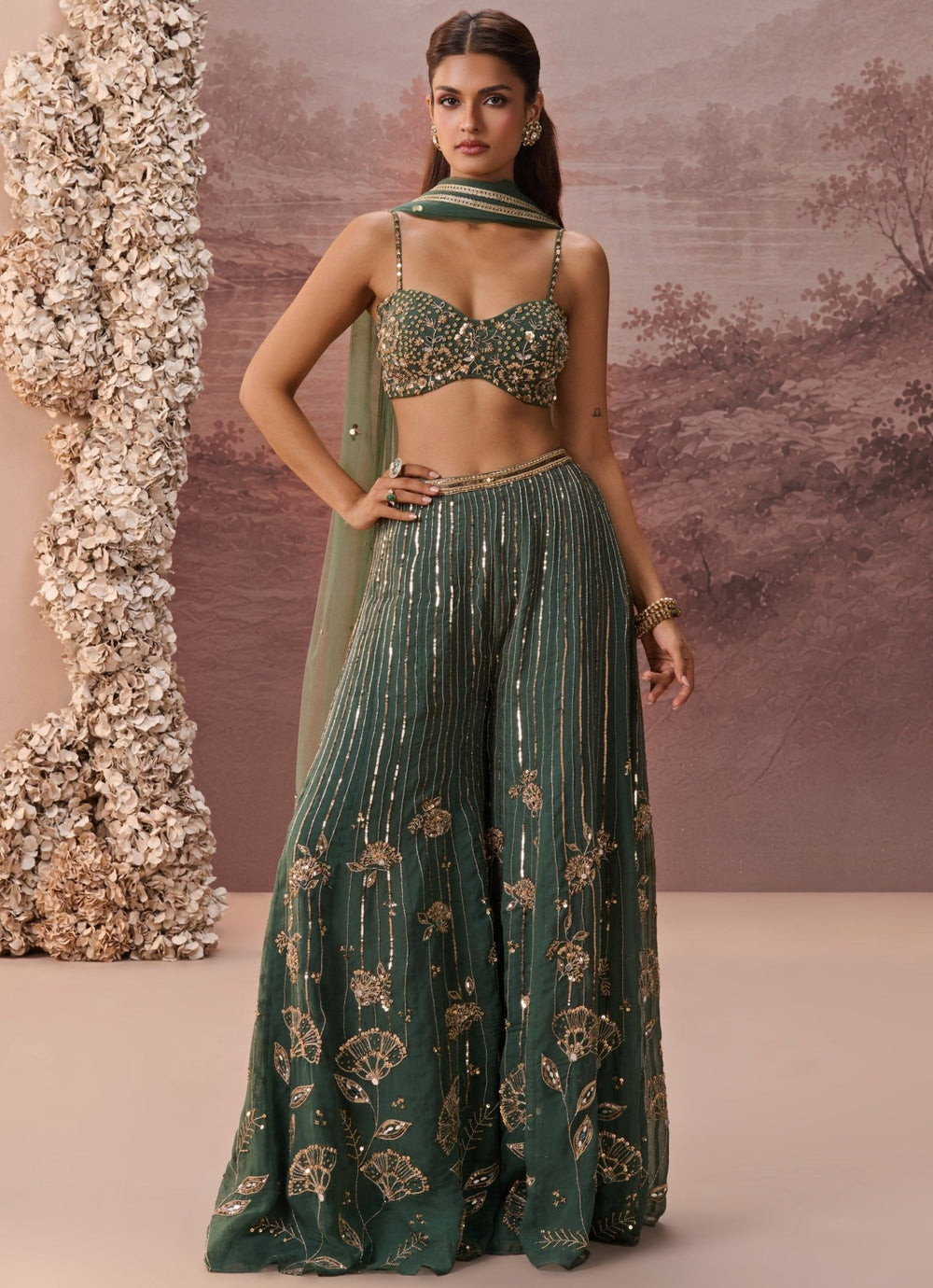 Parul Gandhi Green Organza Blouse Pant SetFabilicious Fashion