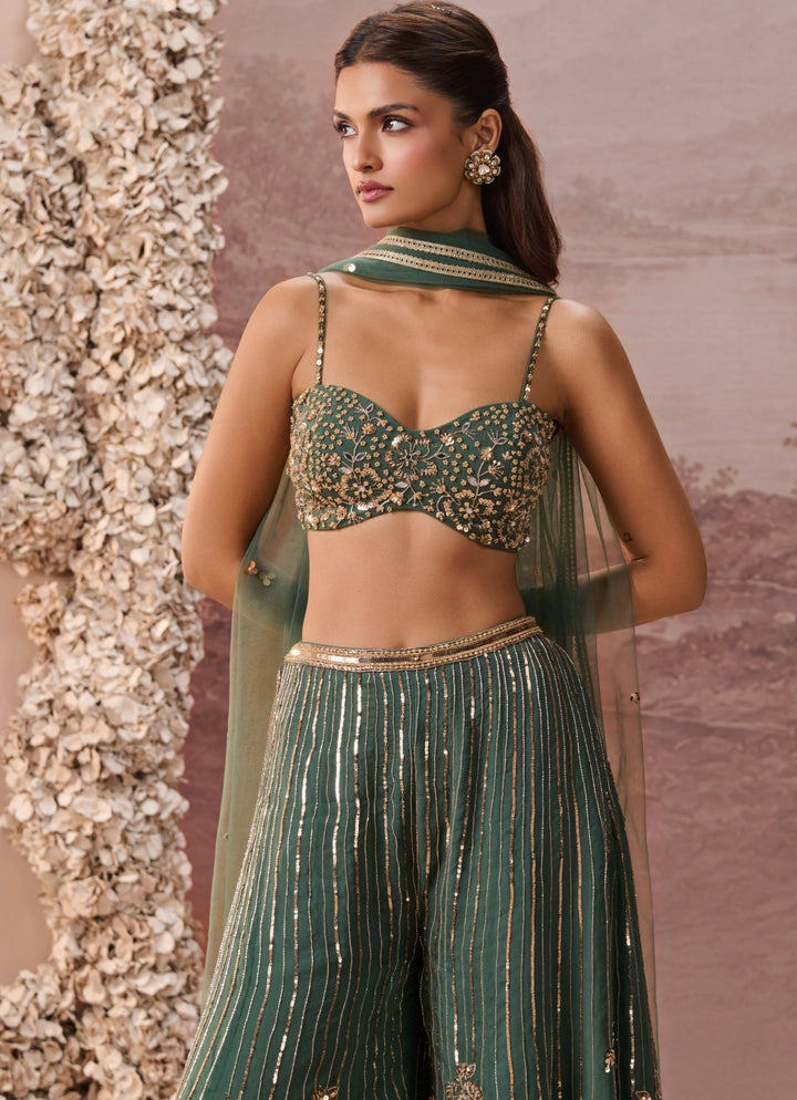 Parul Gandhi Green Organza Blouse Pant SetFabilicious Fashion